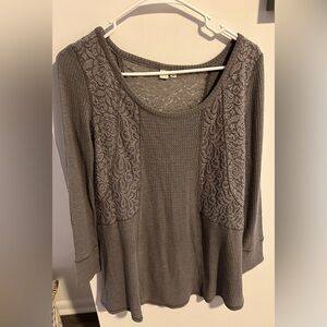 Anthropologie E by Eloise Grey Lace Waffle Knit Dress